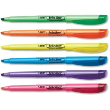 Bic Brite Liner Highlighter - Chisel Marker Point Style - Assorted Water Based Ink - 12 / Box (bl11-ast)