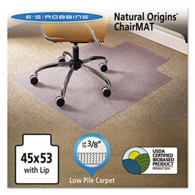 Es Robbins 141042 Natural Origins Chair Mat With Lip For Carpet, 45 X 53, Clear