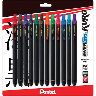 EnerGel Kuro Liquid Gel Retractable Pens (bl437r1bp12m) - Pentel