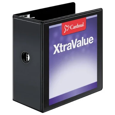 Cardinal Xtravalue Clearvue Slant-d Ring Binder - Letter - 8.50" X 11" - 1050 Sheet Capacity - 3 X D-ring Fastener - 5" Binder Fastener Capacity - 2 Pockets - Vinyl - Black - 1 Each (CRD17951)