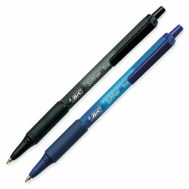 Bic Soft Feel Retractable Ball Pen - Fine Pen Point Type - Black Ink - Black Barrel - 12 / Dozen (SCSF11BK)