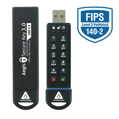 Apricorn Aegis Secure Key 3.0 - Usb 3.0 Flash Drive - 120 Gb - Usb 3.0 - 256-bit Aes (ask3-120gb)