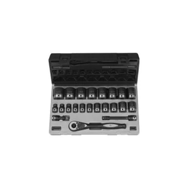 Grey Pneumatic 82622 22 Piece 1/2" Drive Standard Fractional 6 Point Duo-socket Set