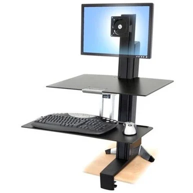 Ergotron WorkFit-S Single LD with Worksurface+ - Up to 18.00 lb - Up to 24" LCD Monitor - Black - Desk Mountable 33350200
