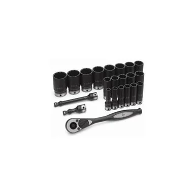 Grey Pneumatic 82222D 22 Piece 1/2" Drive Fractional Deep 12 Point Duo-socket Set