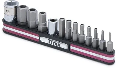 Titan 16135 13-piece 1/4 In. And 3/8 In. Drive Tamper Resistant Hex Bit Set