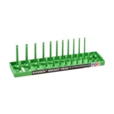 Hansen Global 1403 1/4 Inch Standard 2 Row Regular/deep Socket Holder Tray - Green