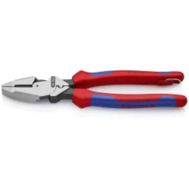 knipex 0912240TBKA High Leverage Linesman New England Comfort Grip W/ Tape Puller & Crimper - Tethered Attachment