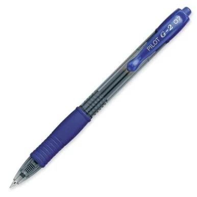 Pilot G2 Retractable Gel Ink Pen - Fine Pen Point Type - 0.7 Mm Pen Point Size - Point Pen Point Style - Blue Ink - Clear Barrel - 12 / Dozen (31021)