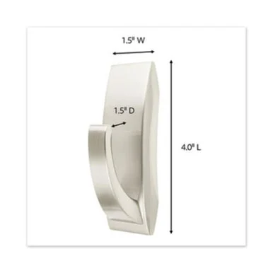 3m MR03-SN-BES Bath Hooks, Large, Metal, Satin Nickel, 5 Lb Capacity, 1 Hook And 2 Strips