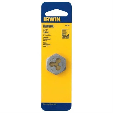 Irwin Industrial 9420 High Carbon Steel Hexagon 1" Across Flat Die 1/4"-20 Nc
