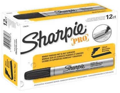 Sharpie Professional Permanent Marker - Chisel Marker Point Style - Black Ink - 12 / Dozen (1794224)