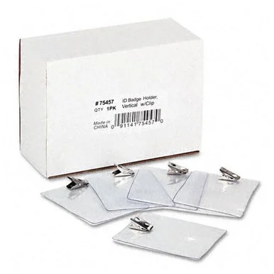 Advantus 75457 Id Badge Holder With Clip - 3" X 4" - Vinyl - 50 / Pack - Clear (75457_40)