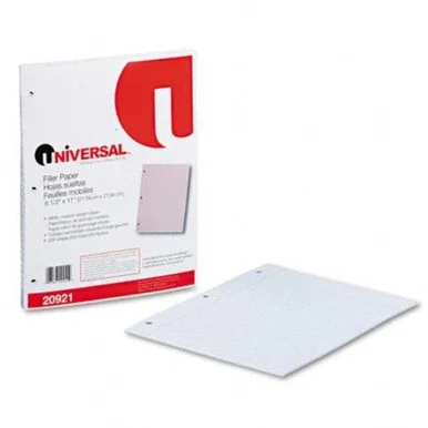 Universal Office Products 20921 Mediumweight 16-lb. Filler Paper, 11 X 8-1/2, College Ruled, White, 200 Shts/pk