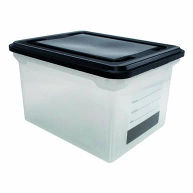 Advantus File Storage Box With Label - 10.8" Height X 18" Width X 14.1" Depth External Dimensions - Plastic - Clear, Black - File (55802)