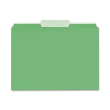 Pendaflex Two-tone Color File Folder - Letter - 8.50" X 11" - 1/3 Tab Cut - Assorted Position Tab Location - 11 Pt. - Green - 100 / Box (15213BGR)