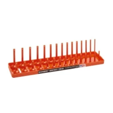 Hansen Global 3806 3/8 Inch Metric 2 Row Regular/deep Socket Holder Tray - Color Orange