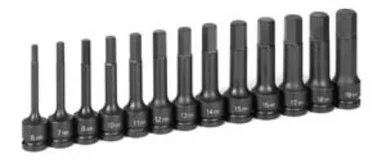 Grey Pneumatic Corp. 1343MH 1/2" Drive 13 Piece 4" Length Metric Hex Driver Set
