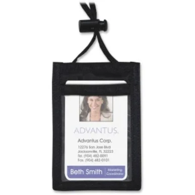 Advantus Vertical Id/convention Neck Pouch - Vertical - Nylon - 12 / Pack - Black (avt-75453)