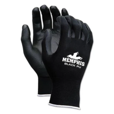 R3 Safety 9669S Economy Pu Coated Work Gloves, Black, Small, 1 Dozen - MCR Safety