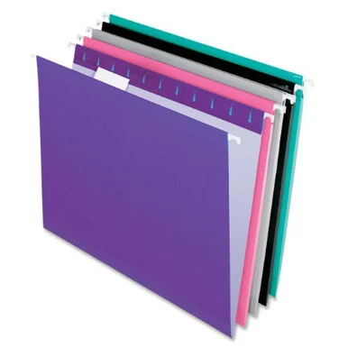 Pendaflex Color Hanging Folder With Infopocket - Letter - 8.50" X 11" - 1/5 Tab Cut - Aqua, Pink, Black, Gray, Violet - 25 / Box (415215ASST2)