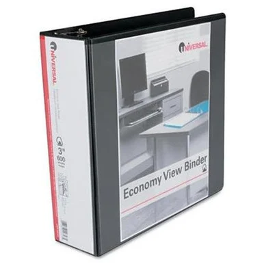 Universal Office Products 20747 Economy D-ring Vinyl View Binder, 3" Capacity, Black