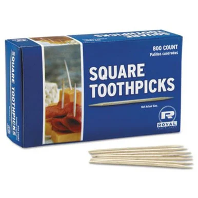 Royal Paper Products RPPR820SQ Square Wood Toothpicks, 2 3/4", Natural, 800/box, 24 Boxes/carton - Amercareroyal