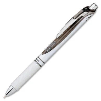 Energel Needle Tip Pen - Fine Pen Point Type - 0.5 Mm Pen Point Size - Needle Pen Point Style - Black Ink - Pearl White Barrel - 1 Each (bln75pwa)