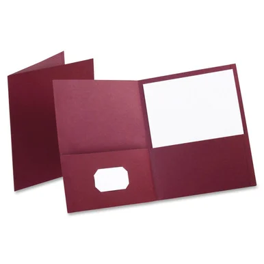 Oxford Twin Pocket Folders - Letter - 8.50" X 11" - 100 Sheet Capacity - 2 Pockets - Leatherette Paper - Burgundy - 25 / Box (ESS57557)
