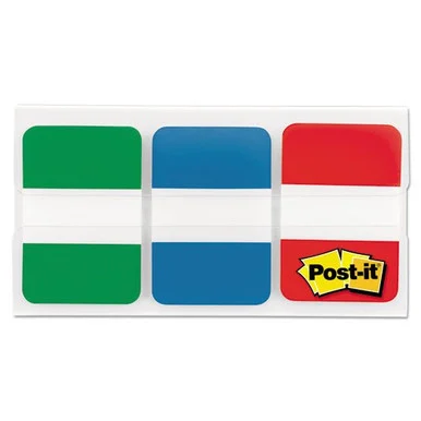 3m 686GBR File Tabs, 1 X 1 1/2, Blue/green/red, 66/pack