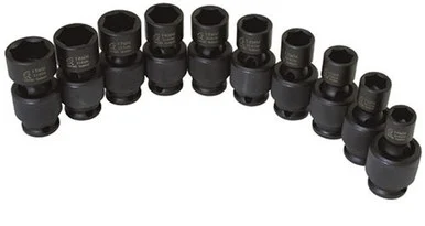 Sunex 3657 Tools 10-piece 3/8 In. Drive Standard Metric Universal Impact Socket Set