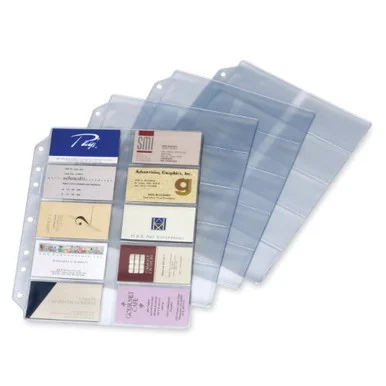 Cardinal Poly Business Card Refill Page - 10, 200 Page, Card Capacity - Letter 8.50" X 11" - Rectangular - Polypropylene - 10 / Each - Clear (CRD7860000)