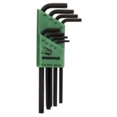 Torx Wrench Set, 8 Piece, T9 To T40, Long Length, L Shaped, In Twist-to-lock Plastic Case 31834