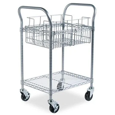 Safco Wire Mail Cart - 600 Lb Capacity - 4 X 4" Caster - Steel - 26.8" X 18.8" X 38.5" - Gray (5235GR)