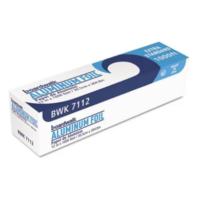 Boardwalk 7112 Premium Quality Aluminum Foil Roll, 12"x 1000 Ft, 16 Micron Thickness, Silver