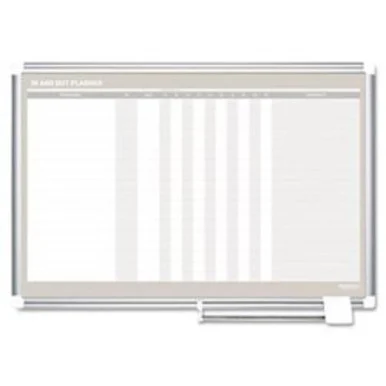 Mastervision In/out Dry-erase Row Planner - Daily - 8:00 Am To 5:00 Pm - 36" X 24" - Wall Mountable - White, Silver - Aluminum - Accessory Tray, Magnetic, Dry Erase Surface (ga01110830)