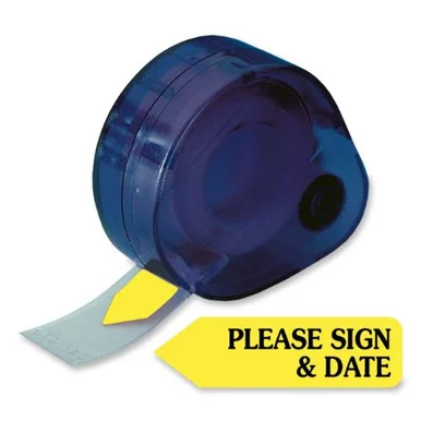 Redi-tag Please Sign & Date Arrow Tag - Removable, Self-adhesive - 1.88" X 0.56" - Sign & Date - Yellow - 120 / Pack (RTG81124)