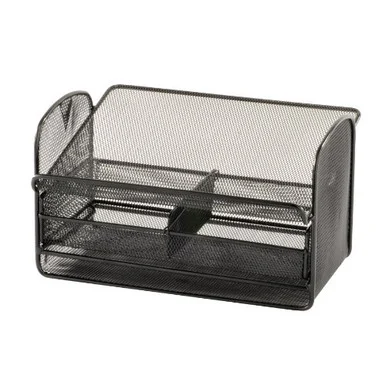 Safco Onyx Mesh Telephone Stand With Drawer - 7" Height X 11.8" Width X 9.3" Depth - Steel - Black (2160BL)