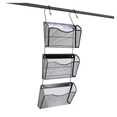 Universal Office Products 20011 Mesh Three-pack Wall Files With Hanger, Letter, Black