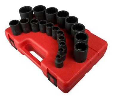 Sunex 2819 Tools 19-piece 1/2 In. Drive 12-point Fractional Sae Fractional Impact Socket Set