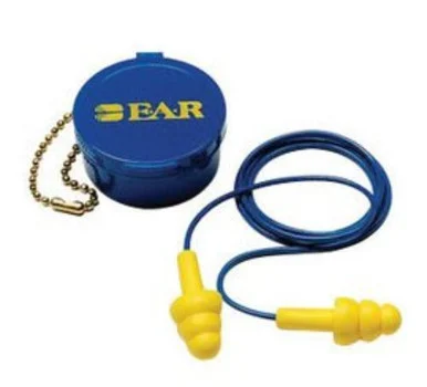 E-a-r Ultrafit Multi-use Earplugs - Polymer, Foam, Vinyl, Plastic Cord - 50/ Box - Yellow, Blue (mmm-3404002)