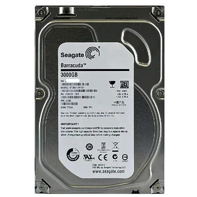 Seagate Barracuda ST3000DM001 3 TB Internal Hard Drive - Bulk - SATA/600 - 7200 rpm - 64 MB Buffer