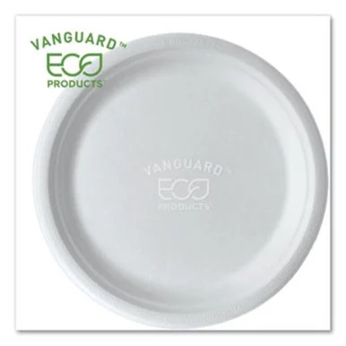 Eco Products EP-P005NFA Vanguard Renewable And Compostable Sugarcane Plates, 10", White, 500/carton