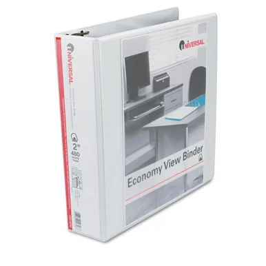 Universal Office Products 20746 Economy D-ring Vinyl View Binder, 2" Capacity, White