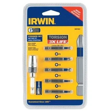 Hanson 3057023 6 Piece Quick Change Screwdriving Bit Set With Torsion Magnetic Guide