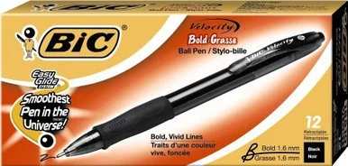 Bic Easy-glide System Ballpoint Pen - Bold Pen Point Type - 1.6 Mm Pen Point Size - Point Pen Point Style - Black Ink - Black Barrel (VLGB11BK)
