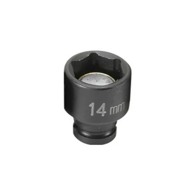 Grey Pneumatic 914MG 1/4" Drive Standard Metric Magnetic Impact Socket - 14mm
