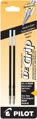 Pilot Dr. Grip & Bps Retract Ballpoint Pen Refill - 1 Mm - Medium Point - Black - 2 / Pack (PIL77227)