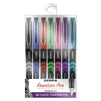 Zebra Pen 48307 Fountain Pen, Assorted Ink, Fine