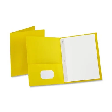Oxford Twin-pocket Folders With Fasteners - Letter - 8.50" X 11" - 3 Fastener - 0.50" Folder Fastener Capacity - 2 Pockets - Leatherette Paper - Yellow - 25 / Box (ESS57709)